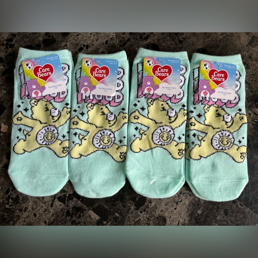 Bundle Care Bears Kids No Show Socks Shoes 4Pairs Size9-11